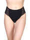 High Waist Women's Briefs With Lace Black
