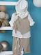Bambolino Baptism Suit with Vest for Boy Linen Brown