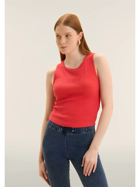 Freddy Damen Sommer Ärmellose Bluse Rot