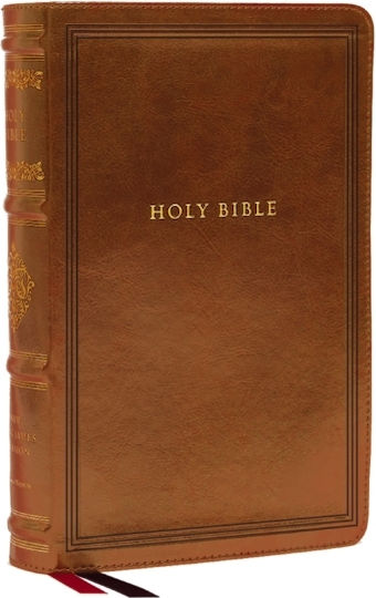 Nkjv Large Print Reference Bible, Brown Leathersoft, Red Letter, Comfort Print (sovereign Collection) - Thomas Nelson Publishers - Leather / Fine Binding