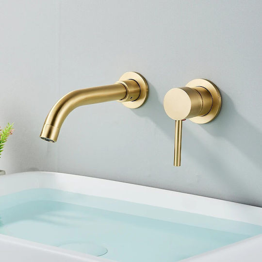 Built-in Mixer And Mouthpiece Set For Bathroom Sink Gold Built-in Mixer And Mouthpiece Set For Bathroom Sink Gold