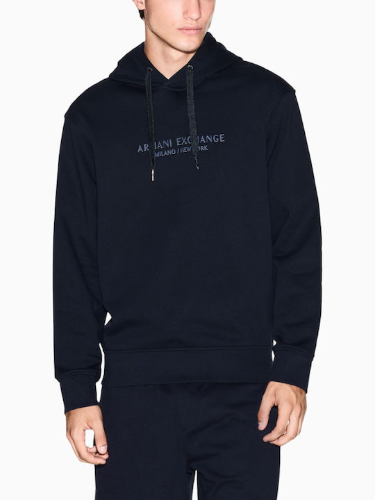 Armani Exchange Мъжки Суитшърти Син с Качулка