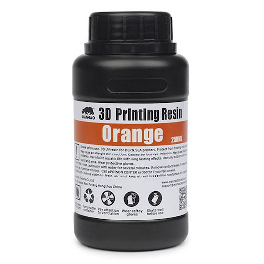 Wanhao Resin για 3D Printer Πορτοκαλί 250ml