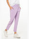 Pantaloni Dama Din Țesătură În Linie Tapered Violet