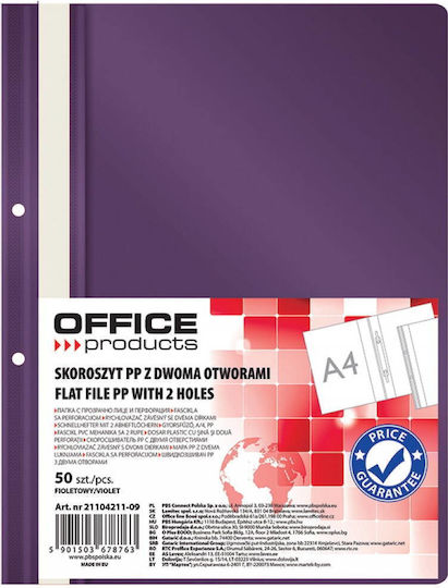Office Products Dosar Plastic Pp Spate Găuri Grosime 100/170 Microni Set 50 Bucăți Office Products Violet