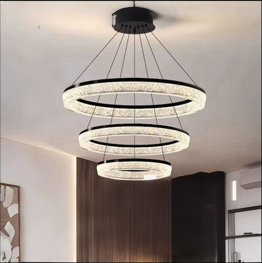 Висящо Осветително Тяло Бял LED с Регулируемо Бяло Светлина с Кристали