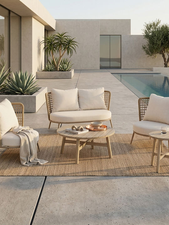 Garten- und Outdoor-Möbelsets Typsatz Wohnzimmer 4 Stück Beige mit Kissen