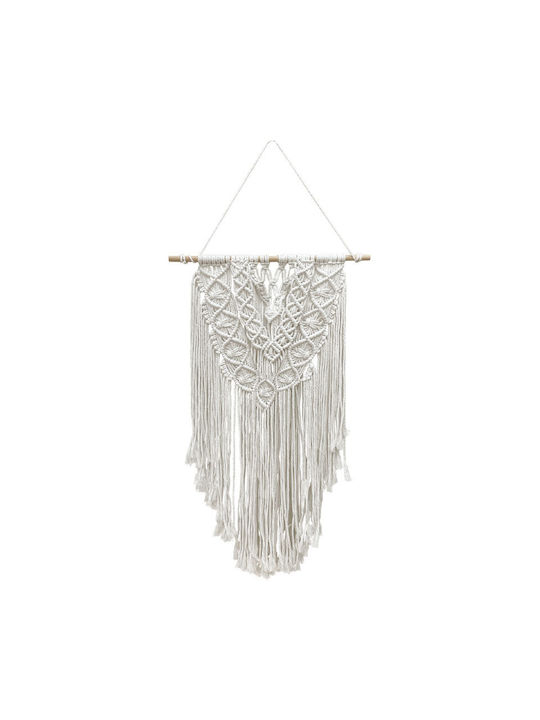 Marhome Macrame Hanging Wall Decor White Fabric 114x50cm