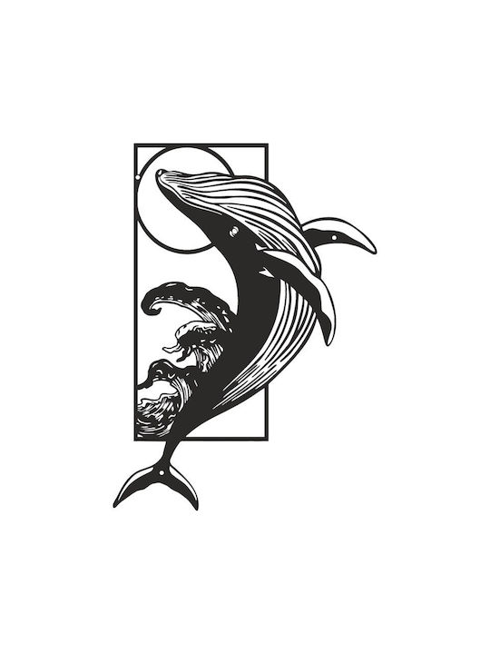 Pakketo Διακοσμητική Σιλουέτα Whale Pakooworld Μαύρη από Μέταλλο 50x1.5x38cm