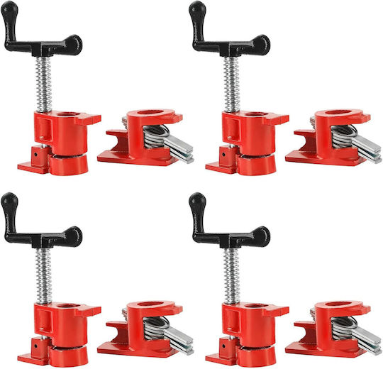 Set 4 Morsă Tâmplărie Zola 3/4″ Țevi Deschidere Maximă 68 Mm Dimensiuni 40 X 40 Mm Roșie
