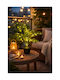 Dekoratives Keramisches Topf mit Grünen Blättern & LED-Lichter Batteriebetrieb Ø13x60cm