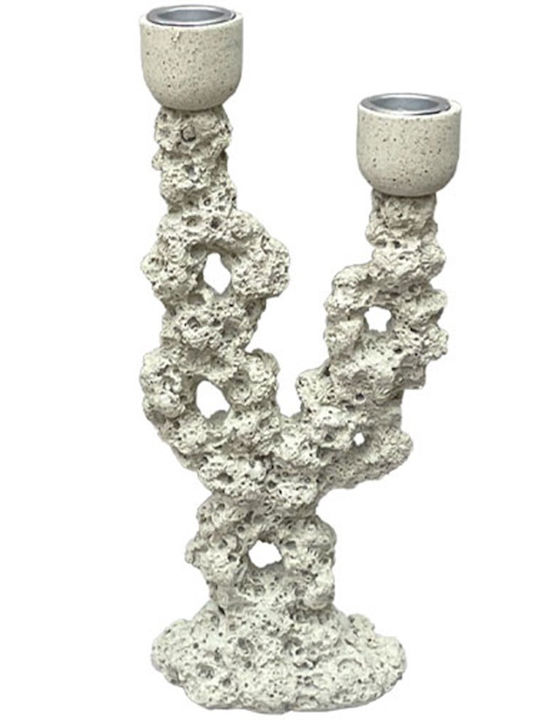 Marhome Polyresin Candle Holder in Beige Color 10x6x24cm