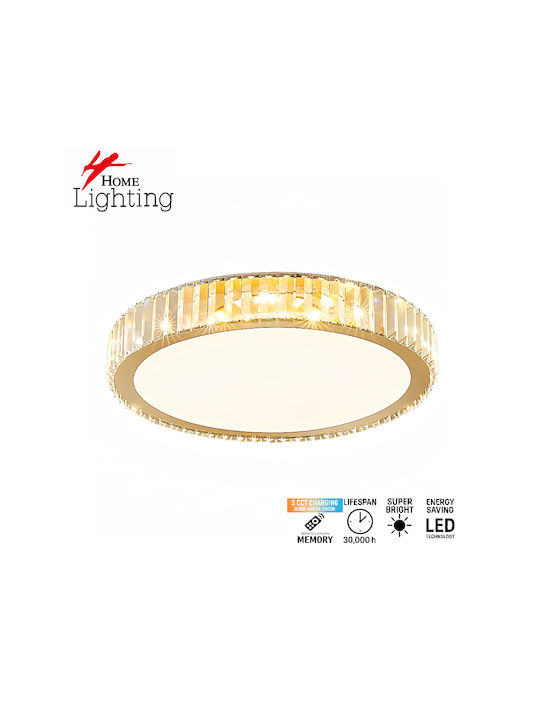 Home Lighting Sonne Πλαφονιέρα Οροφής Χρυσή με Ενσωματωμένο LED