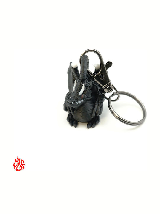 Breloc Mic 3D Imprimat Dragon Negru Dungeons Dragons