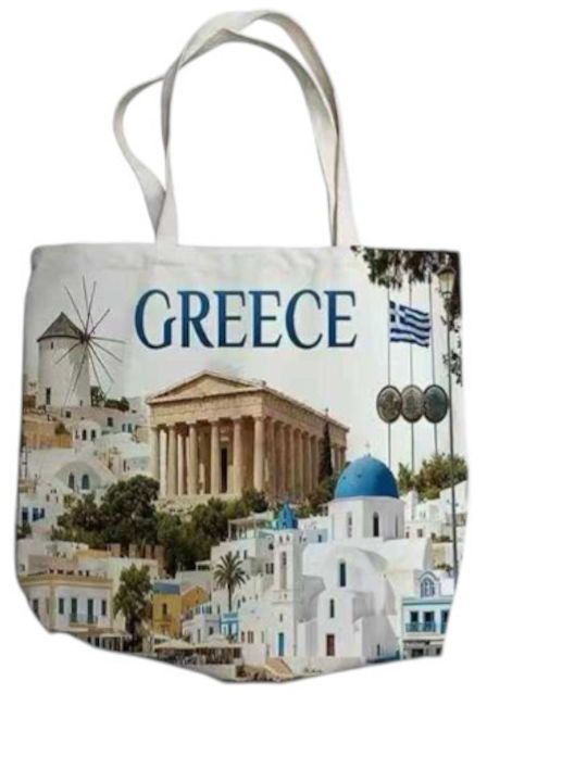 Υφασμάτινη Τουριστική Τσάντα Καμβάς Φερμουάρ Greece 45*40*10cm 871958