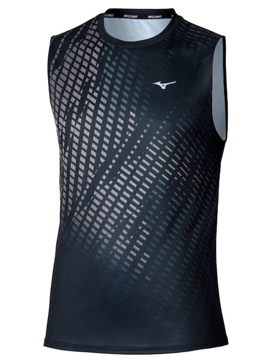 Mizuno Core Sportliche Herrenbluse Schwarz / Grau