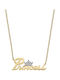 Disney Necklace With Tiara Design In Gold Plated Silver With Zircon NS00038QZWL-157CS
