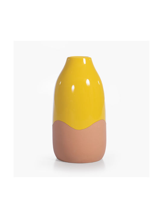 Nef-Nef Homeware Διακοσμητικό Βάζο Κεραμικό Menza Κίτρινο 11x11xΥ21.5cm
