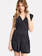 Women's Sleeveless Blouse with V Neckline Black