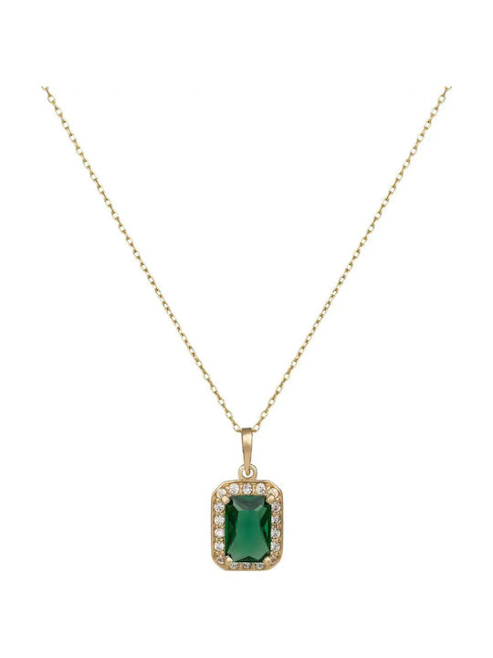 Rosette Necklace Made of 14K Gold with Green Zircon Rosette Necklace Made of 14K Gold with Green Zircon