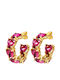 Dyrberg/Kern Earrings Gold Plated Red Steel Hoops