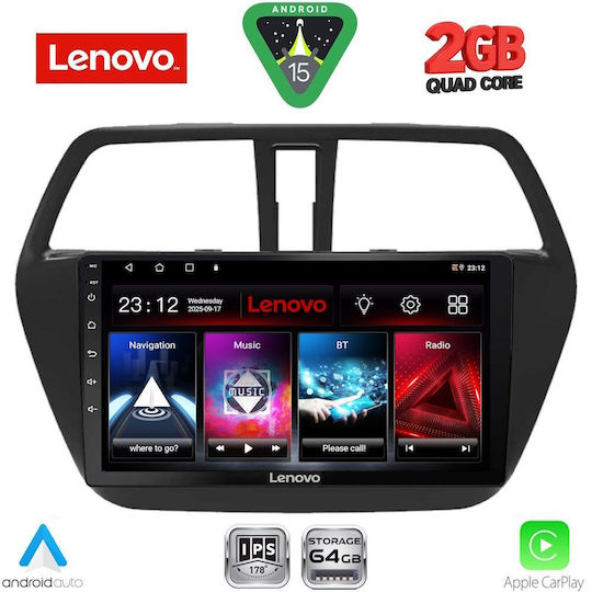 Lenovo Автомобилна Аудио Система За Suzuki SX4 S-Cross 2014-2021 (Bluetooth/USB/WiFi/GPS/Apple CarPlay/Android Auto) С Touch Screen 9"