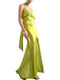 Summer Maxi Dress for Wedding Christening Satin Green