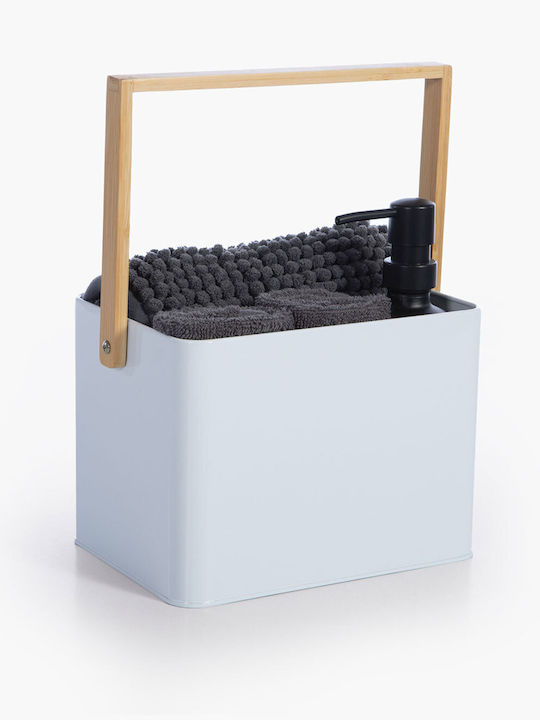 Nef-Nef Homeware Σετ Διακοσμητικά Καλάθια Ψάθινα με Χερούλια Λευκό 24x12x16εκ. 5τμχ