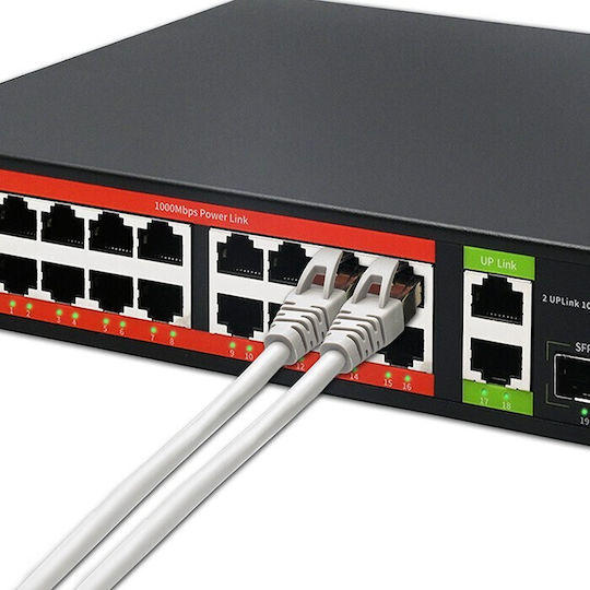 Qoltec 52292 L2 PoE Switch με 16 Θύρες Gigabit (1Gbps) Ethernet