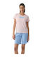 Minerva Summer Women's Cotton Pyjama Set Pink Powder Dots
