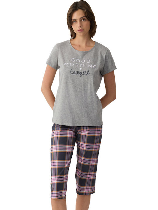 Minerva Summer Women's Cotton Grey Melange Pyja...
