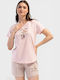 Vienetta Secret Summer Women's Pink Pyjama Set