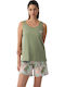 Minerva Minerva Damen Schlafanzug Set Khaki Sommer
