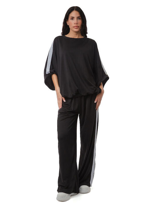 Schwarzes Set Damenhose Bluse