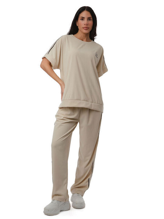 Set Pantalon Bej Ripped Bluza
