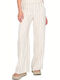 Women's Linen Trousers in Relaxed Fit Striped Beige