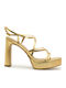 Leder Damen Sandalen Gold