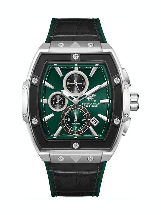 Beverly Hills Polo Club Dual Time Herrenuhr Batterie mit Schwarz Gummi Armband
