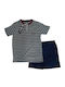 Ogham Sommer Herrenpyjama Bluse OG4310blau