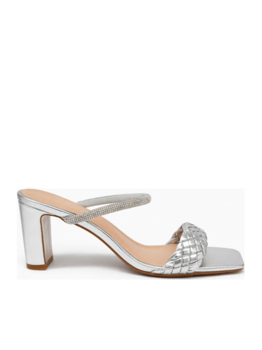Mules With Chunky High Heel In Silver Colour SP-HC624-26ML-SILVER