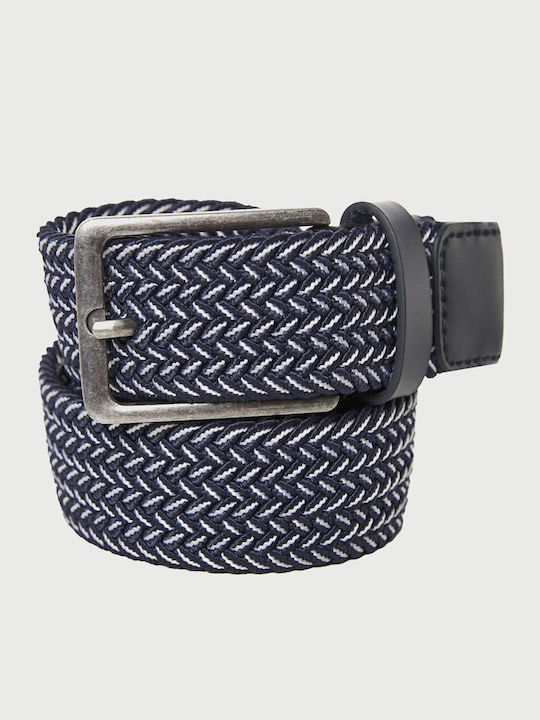 Elastic Men's Belt Fabric Knitted Blue