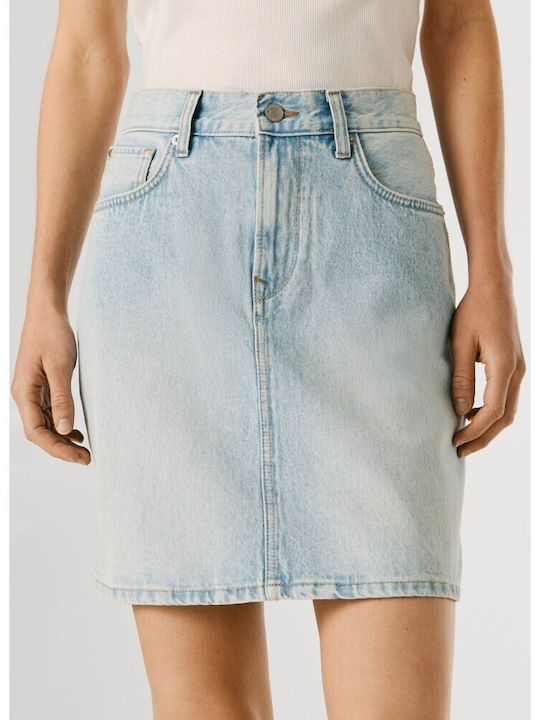 Denim High Waist Mini Skirt Blue