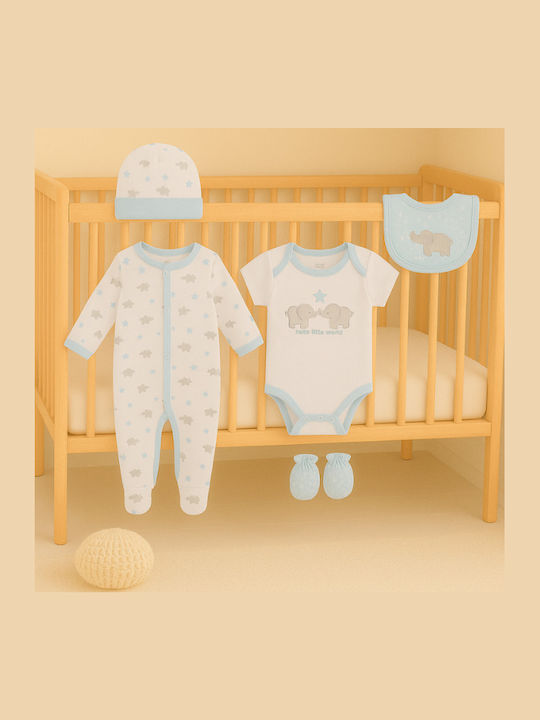 Serafino Set Onesies White/Blue 5 Pieces