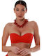 Strapless Bikini Top D Cup Κόκκινο