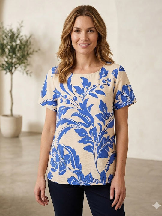 Jdy Women's Blouse with 3/4 Sleeve Blue