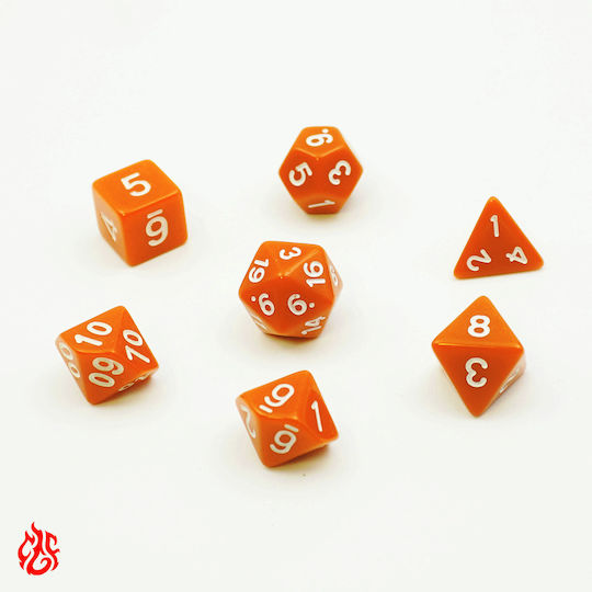 Set of Matte Orange Dice Pouch Set of Acrylic Dice RPG Dungeons & Dragons Pathfinder Wargames