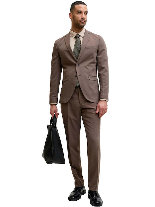 Jack & Jones Men's Suit with Slim Fit Brown