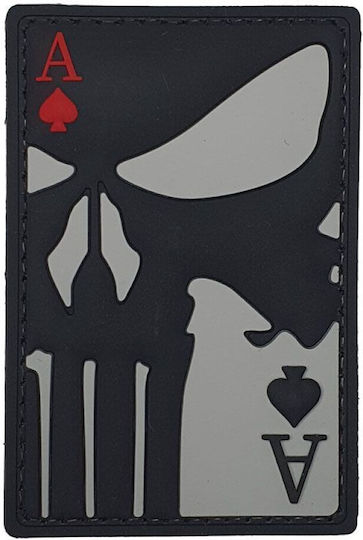 Punisher Poker Card Σήμα 3d Pvc Μαύρο Ανοιχτό Γκρι