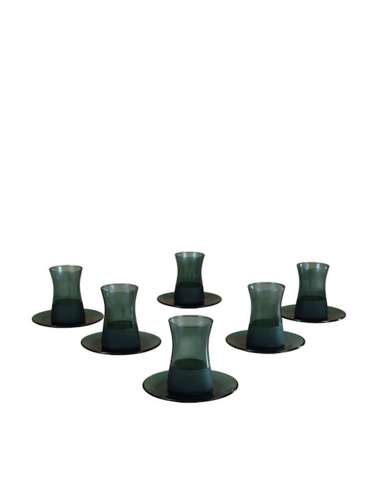 Hermia Set Of Green Glass Tea Cups 170ml 12 Pieces