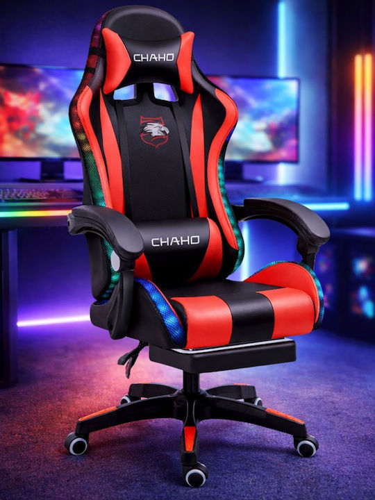 DreamHouse YT089 Καρέκλα Gaming Δερματίνης με RGB Φωτισμό Μαύρο-Κόκκινο